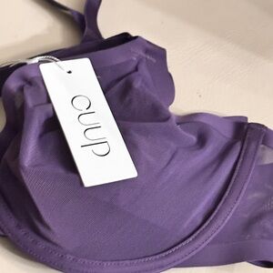 CUUP Purple ‘The Plunge’ Sheer Mesh Underwire Bra - NWT 34E 34DD